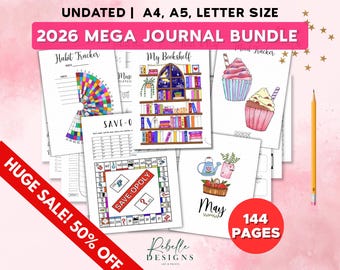 Printable Journal Pages, Bullet Bundle Journal, Premade Bujo Templates, Undated & 2026 Journal, Digital Download