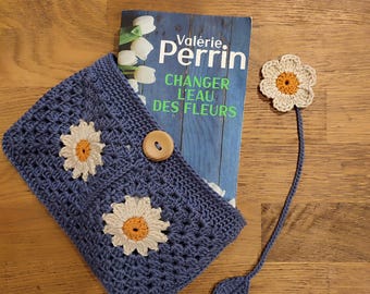 Pochette De Protection Pour Livre De Poche Avec Fermeture Éclair - Motif Abeille Et Marguerites 22 X 29 Cm