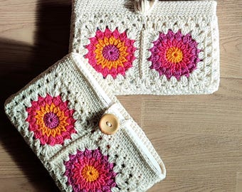 Funda de libro tejida a crochet / Cubierta de libro / Protector de libro / Funda protectora para libros