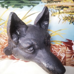 Heavy Antique Iron Fox Head / Mask Door Stop / Porter