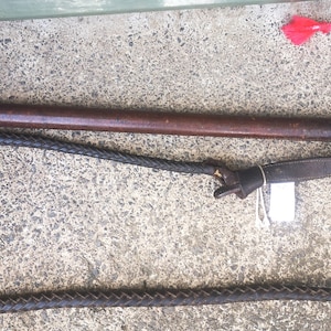 Swaine and Adeney Gent&#39;s Hunting Leather Crop with Thong c 1927     ( 48 )