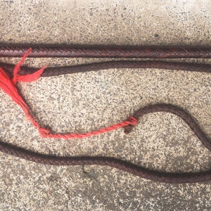 Antique Swaine Plaited Leather Covered Hunting Whip with Thong  ( 78 )