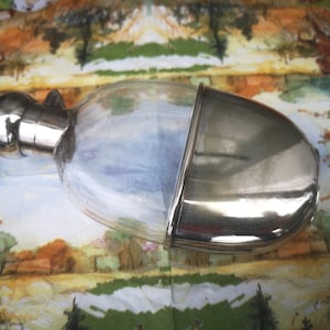 Good Quality Small Mappin and Webb Antique Rock Crystal Spirit Hip Flask with Pewter Cup Base