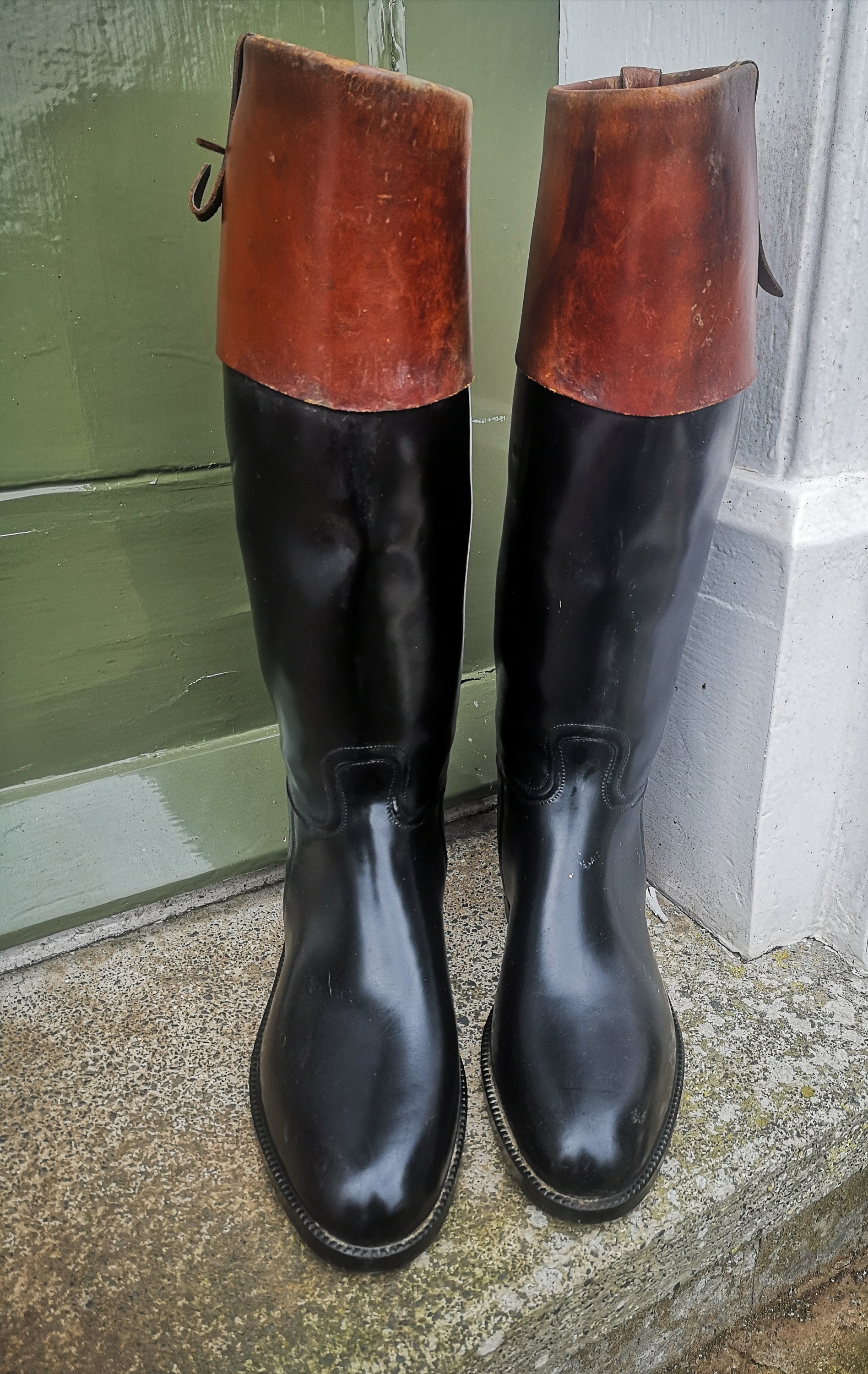 Pair of Aigle Rubber Boots With Leather Tops Etsy