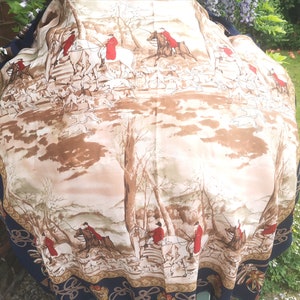 Große Italienische Dreieckstuch Fox Jagd Design mit Fox Hounds 46 zoll im Quadrat