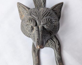 Große Antike Messing / Bronze ? Türklopfer Fuchs
