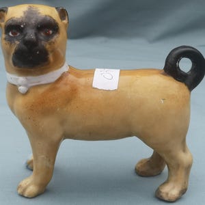 Continental Porcelain  Heavy Model of Standing Pug Dog c 1900