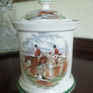 Superb Large Spode Fox hunting Biscuit Barrel Printed with J. F. Herring Drawings