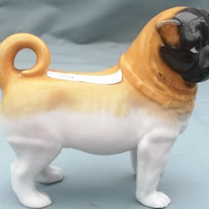 Large Continental Porcelain Model of Standing Pug Dog c 1920