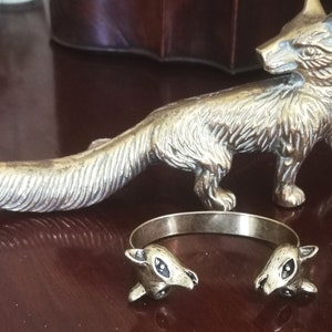 Vintage Brass Color Metal Foxmask Clasp Bracelet