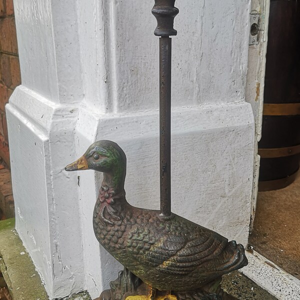 Vintage Painted Caste Iron Duck Doorstop  Door Porter Heavy