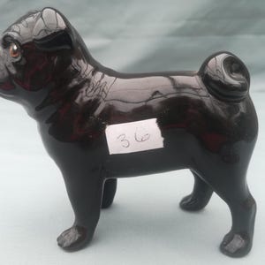 Vintage Staffordshire Black Modell eines stehenden schwarzen Mops