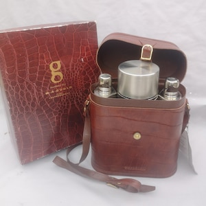 Good Quality Goode Hip Flasks and Flask in Leather Shoulder Bag Original Box