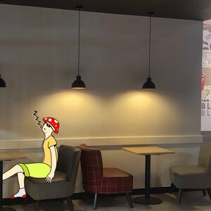 Snoozing in cafe