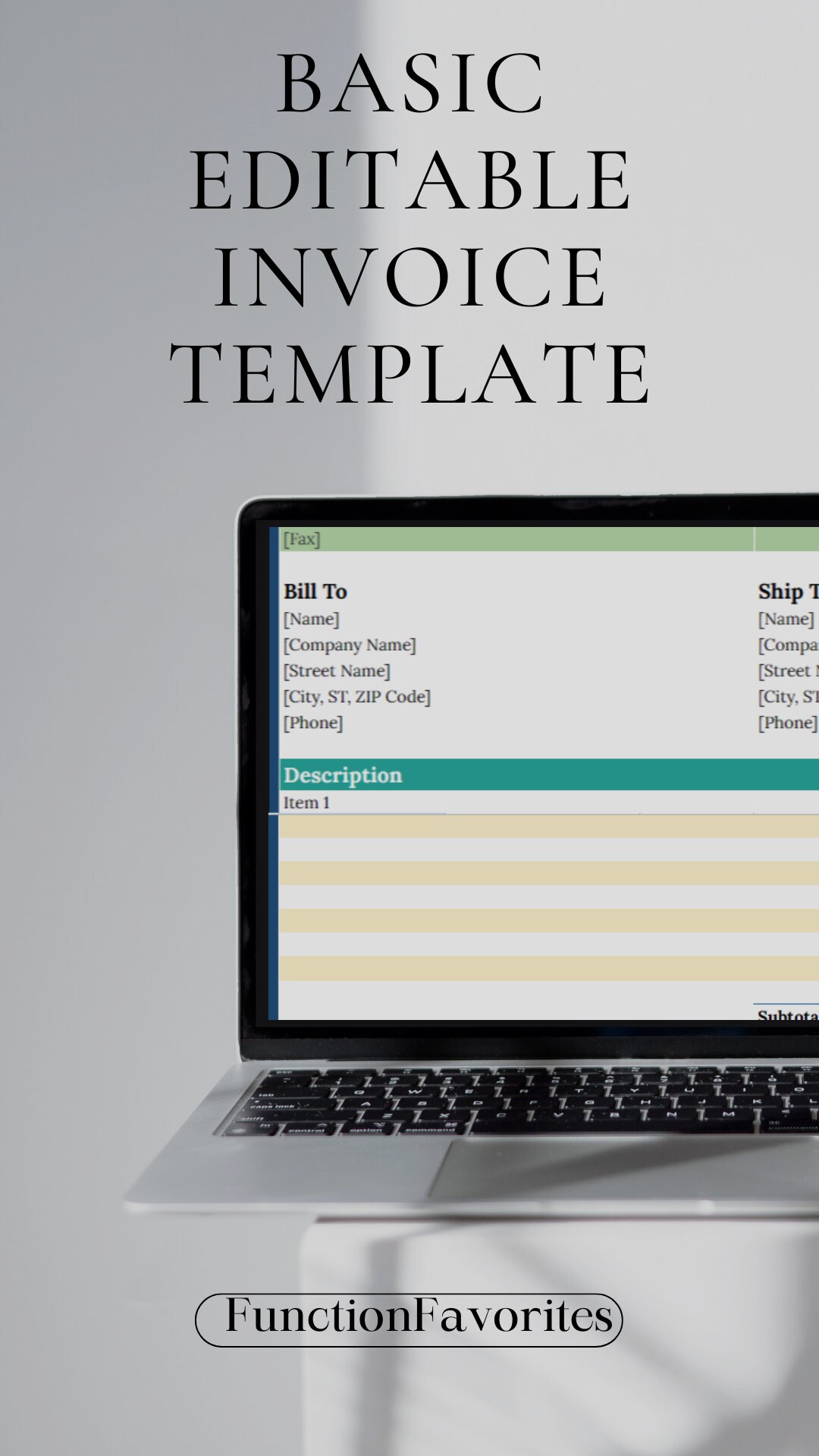 Basic Editable Invoice Template, Printable Invoice Template, Invoice ...