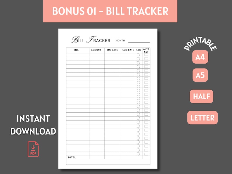 Monthly Expenses Tracker Printable Budget Planner PDF Printable Monthly ...