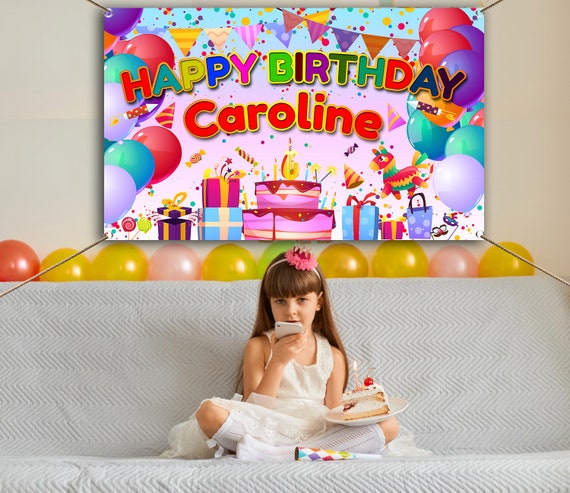 Personalised Happy Birthday Backdrop Background Banner Black And - View #13