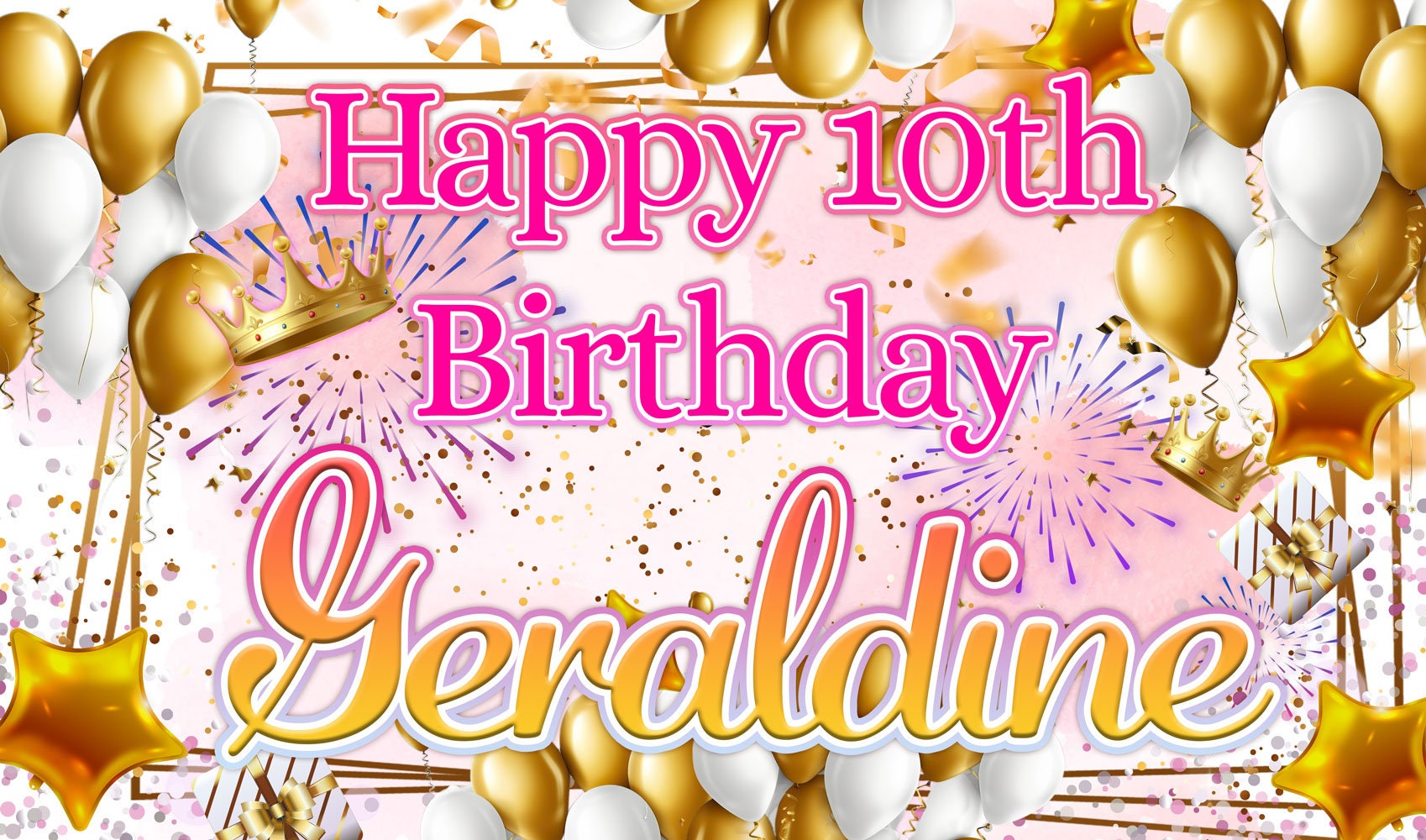 Banner Personalizzato Per Compleanno - Decorazione Oro Rosa Per Festa Adulti E Ragazze - Poster Con Nome Ed Età