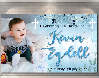 Personalisierter Geburtstag Hintergrund Hintergrund Foto Banner Taufe Taufe Namenstag Rosa Blau Partydekoration Baby Jungen Mädchen Kind Kinder