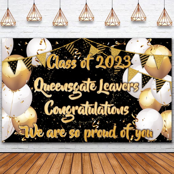 Personalised School leaver banner Class of 2023 Graduation Background Banner for Party Decoration University High School Student Poster