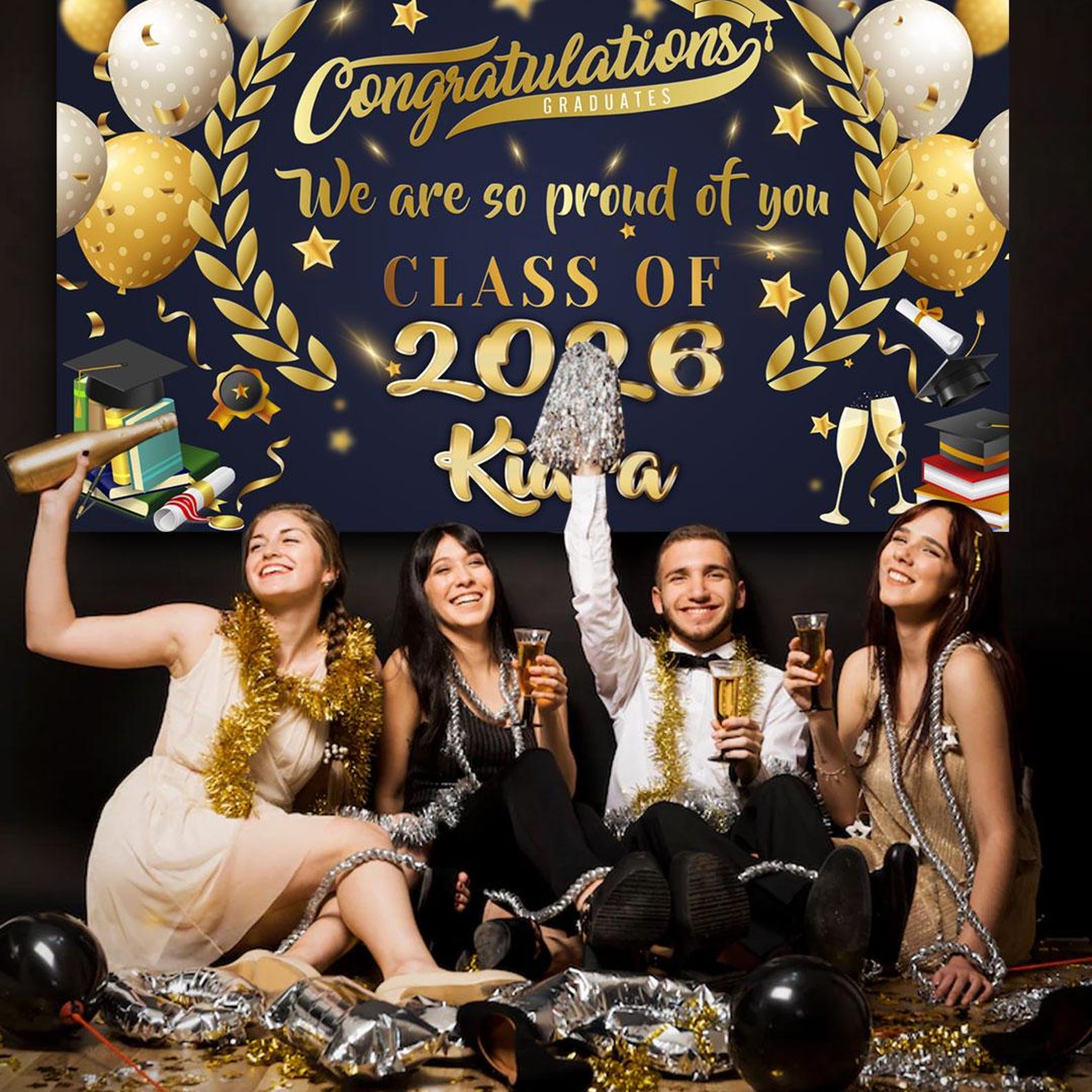Personalised Graduation Background Photo Banner for Party Decoration ...
