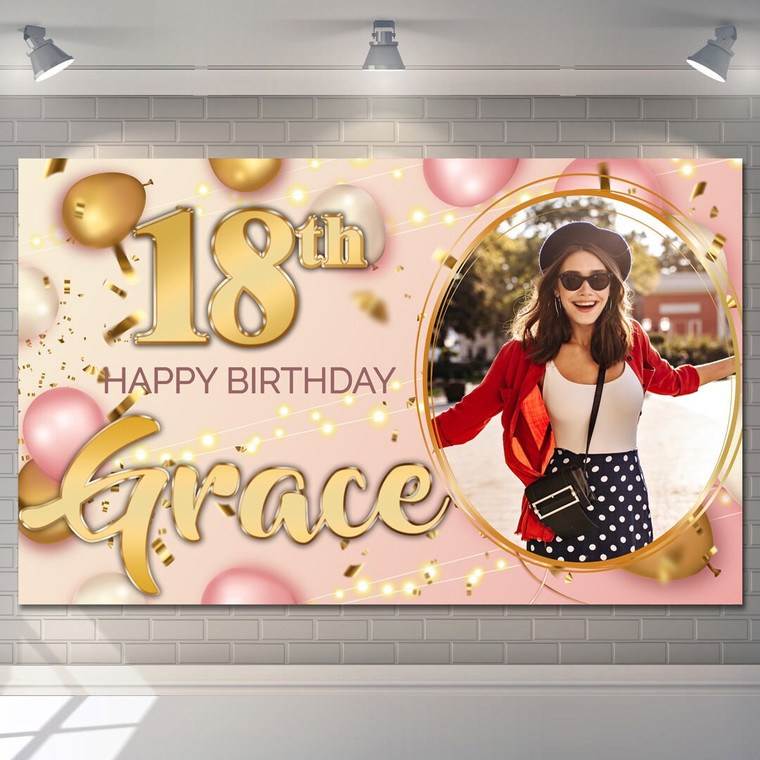 Personalisiertes Geburtstagsbanner Rot-gold – Für Indoor & Outdoor | Mit Namen Und Alter, Für Erwachsene & Mädchen