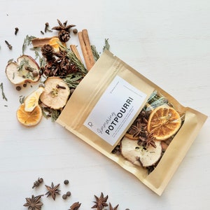 Set of 3 ‘seasons greetings’ individual simmering potpourri // organic 5x7inches