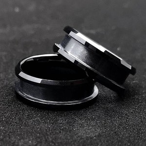 8mm/4mm Black Ceramic Ring Blank for Inlay 4mm Channel Ring Making