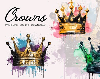 12 CROWNS - Grunge Crowns, Church clipart, Easter Themes, Christian clipart, PNG & JPG format instant download for commercial use