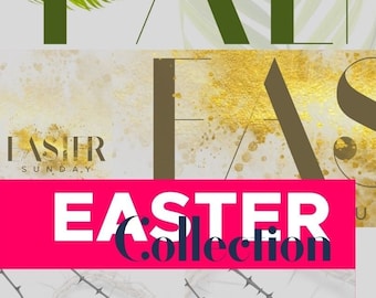 Easter Collection for Churches Social Media, Screen Displays and Social Stories using Canva