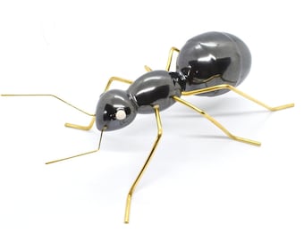 Decorative Silver Ant in Ceramic and Brass - Unique Handcrafted Piece for Interior Decoration and Original Gift