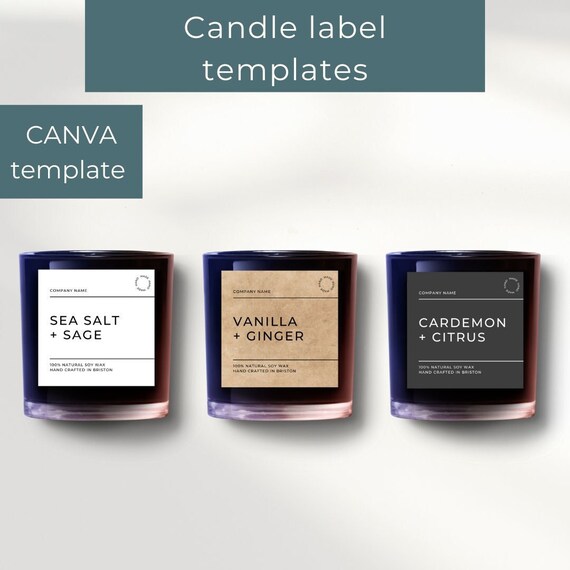 Monochrome Minimal Candle Label Template Custom Product Label Editable  Labels Printable Candle Labels Personalised Candle Label 
