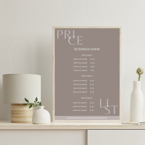 Editable Price List Template, Printable Price Sheet, Small Business ...