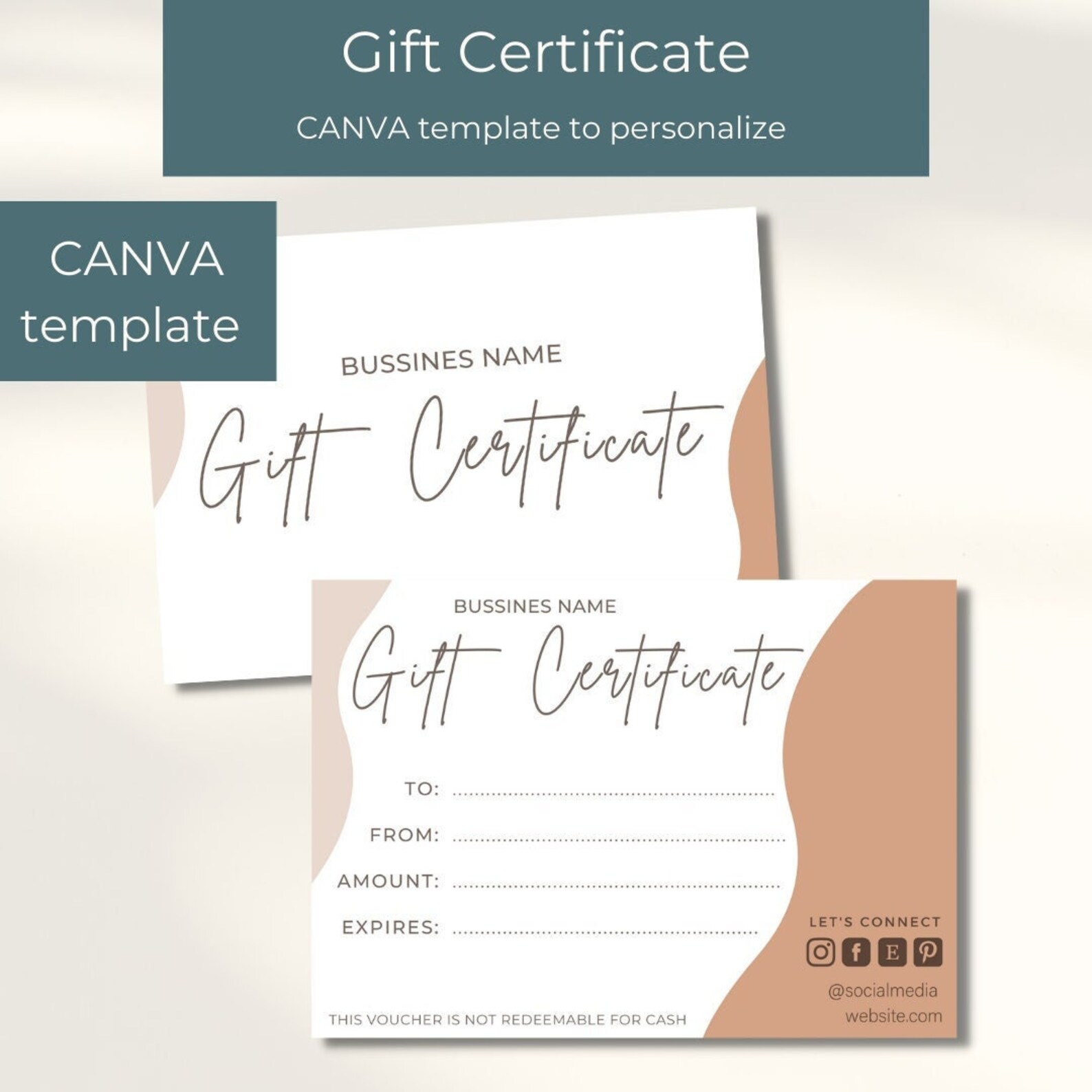 Small Business Gift Certificate Template Editable Modern Gift ...