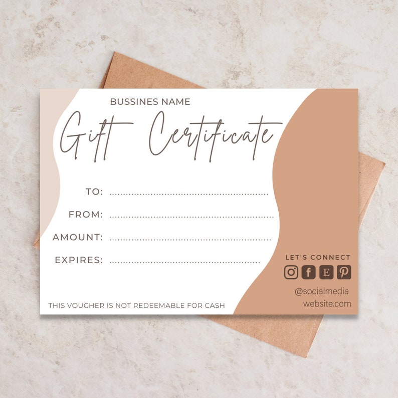 Small Business Gift Certificate Template Editable Modern Gift ...