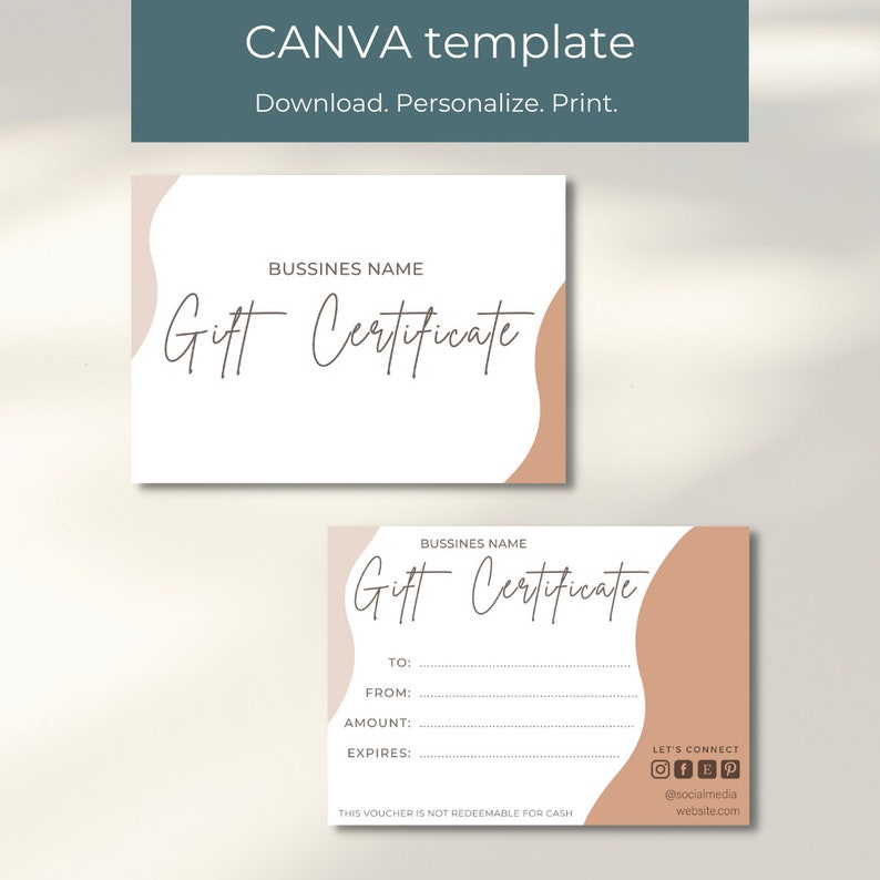 Small Business Gift Certificate Template Editable Modern Gift
