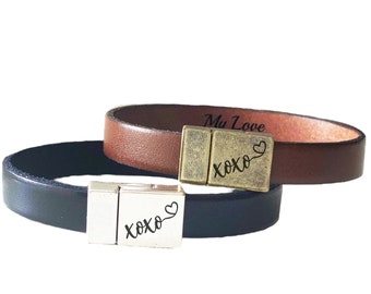 Leather Bracelet Personalized 3d Anniversary Gift for Boyfriend, BF Gift, Engraved Wristband, Gifts for Him, 3 year Anniversary Mens Present
