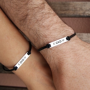 Couple Bracelet, Personalized Gift, Gift For Couple, Unique Gift, Couples Jewelry, Third Anniversary Gift, 3rd Wedding Anniversary Leather