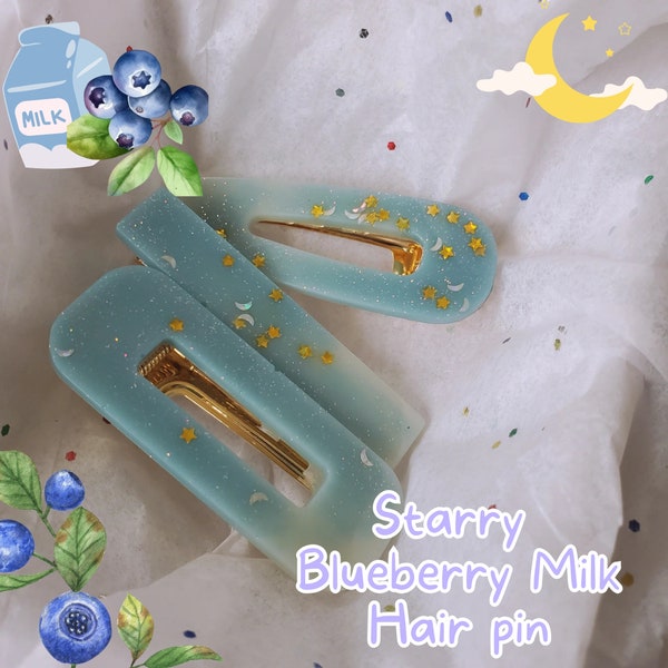 Starry Blueberry Milk Resin hairpins