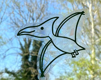Coletor de sol de dinossauro Pteranodon, decalque de janela, adesivo de dinossauro, adesivo de janela de arco-íris, arco-íris, adesivo de coletor de sol.
