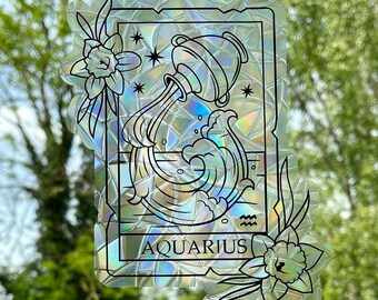 Carta de Tarô de Aquário Suncatcher: Adesivo de Janela Arco-Íris