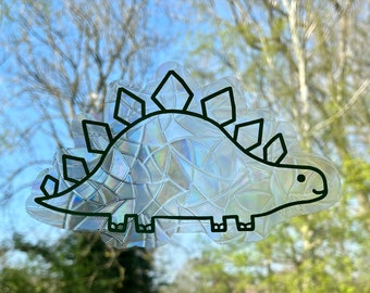 Coletor de sol de dinossauro Stegosaurus, decalque de janela, adesivo de dinossauro, adesivo de janela de arco-íris, arco-íris, adesivo de coletor de sol.