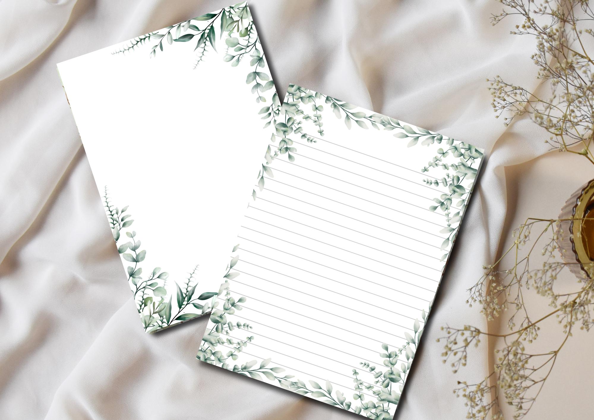 Eucalyptus Botanical Writing Paper Set: Lined & Unlined (digital ...