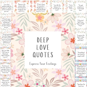 Love Quotes Book,Romantic Floral Frame, Emotional Deep Quotes,Love Cards Square,Printable Words, Junk journal, instant download