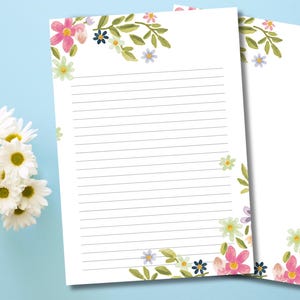 Watercolor Floral Writing Paper,Letter Stationery, Summer Printable Paper, Printable Writing Paper, Journal pages, Instant download