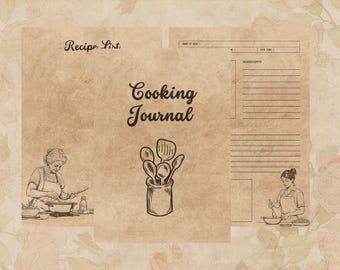 Juego de tarjetas con recetas vintage: cocina rústica imprimible (descarga digital).