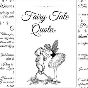 Märchen-Zitate Buch, Märchen-Gedichte, Ephemera Worte, Alice im Wunderland, Winnie Pooh Zitate, Zitat WordArt, sofort-Download