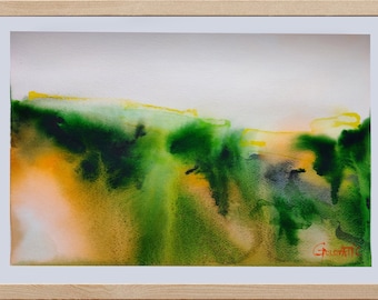 オリジナル抽象画、抽象風景画、水彩画、ジム・ラガッセアート