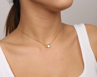 Gold Plated Eye Necklace | Eye Necklace With Diamond | Eye Pendant Necklace | Minimalist Necklace