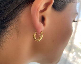 18K Gold Hoop Earrings | Vintage Earrings | Minimalist Earrings | Chunky Earrings